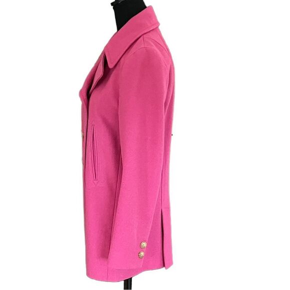 J Crew Factory pink wool blend 8 button double breasted coat - Picture 2 of 6